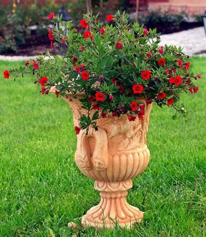 Casa Padrino baroque garden deco flowerpot beige Ø 40 x H. 58 cm - Magnificent plant pot in baroque style - Baroque garden decoration accessories Top-Seller