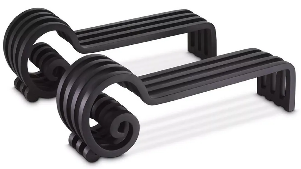 Casa Padrino luxury steel andiron set black 48.5 x 11.5 x H. 17.5 cm - Fireplace Accessories - Luxury Quality Expressversand