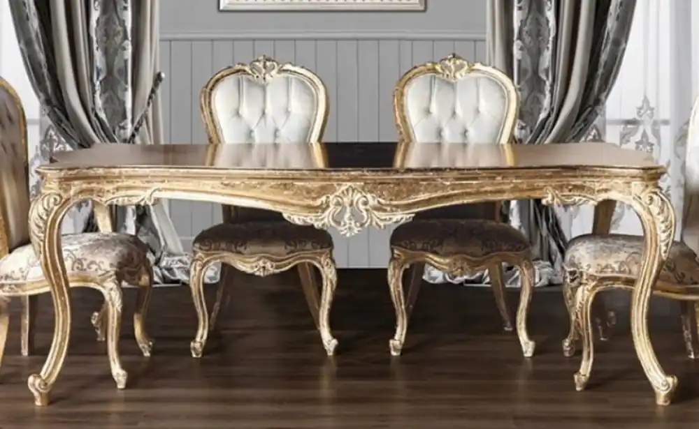Sonderangebot Casa Padrino luxury baroque dining table antique gold - Handmade solid wood dining room table in baroque style - Baroque dining room furniture - Noble & Magnificent