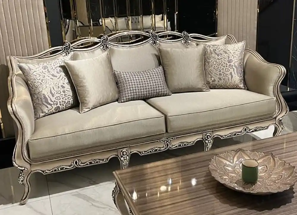 Direktkauf Casa Padrino luxury baroque sofa gold / purple / gold - Handmade living room sofa with decorative pillows - Living room furniture in baroque style - Noble & Magnificent