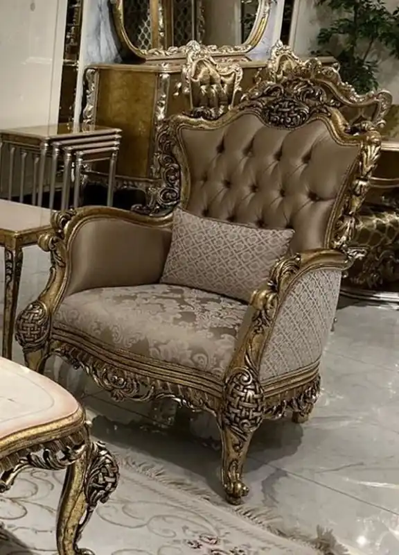 Neue Ware Casa Padrino luxury baroque living room armchair brown / white / gold - Handmade baroque style armchair with elegant pattern and decorative pillow - Magnificent baroque living room furniture