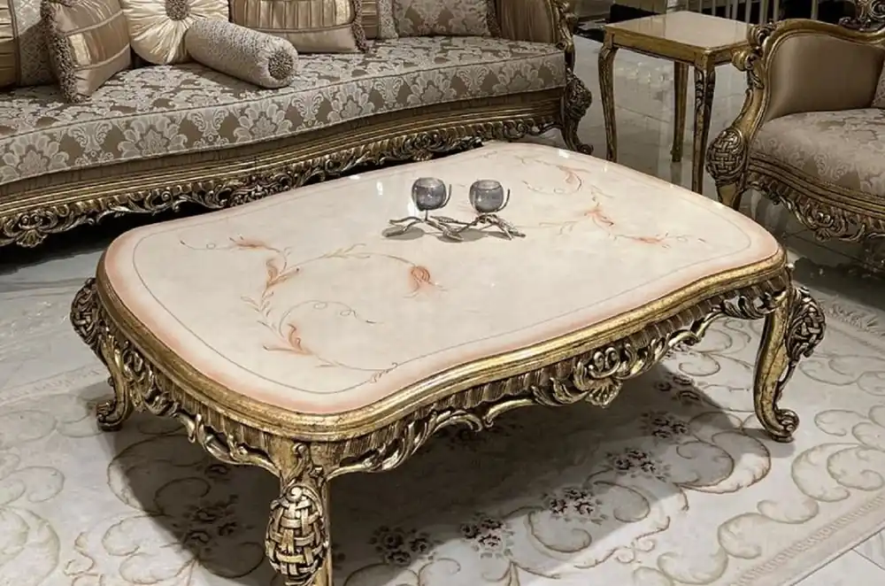 Sichere Zahlung Casa Padrino luxury baroque coffee table cream / beige / gold - Handmade solid wood living room table in baroque style - Magnificent baroque living room furniture