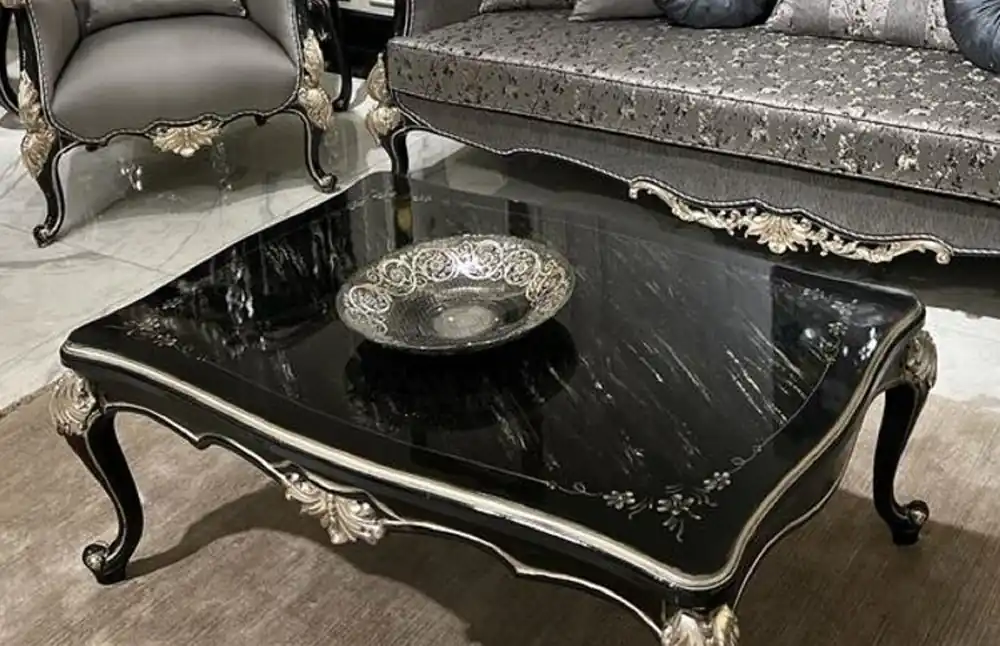 Must-Have Casa Padrino luxury baroque coffee table black / silver - Handmade solid wood living room table in baroque style - Noble baroque living room furniture
