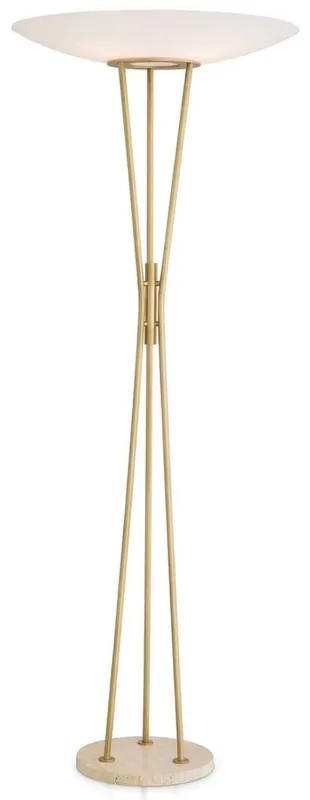 Meistverkauft Casa Padrino luxury floor lamp antique brass / beige / white Ø 70 x H. 185 cm - Modern steel lamp with travertine natural stone lamp base and round glass lampshade - Luxury Collection