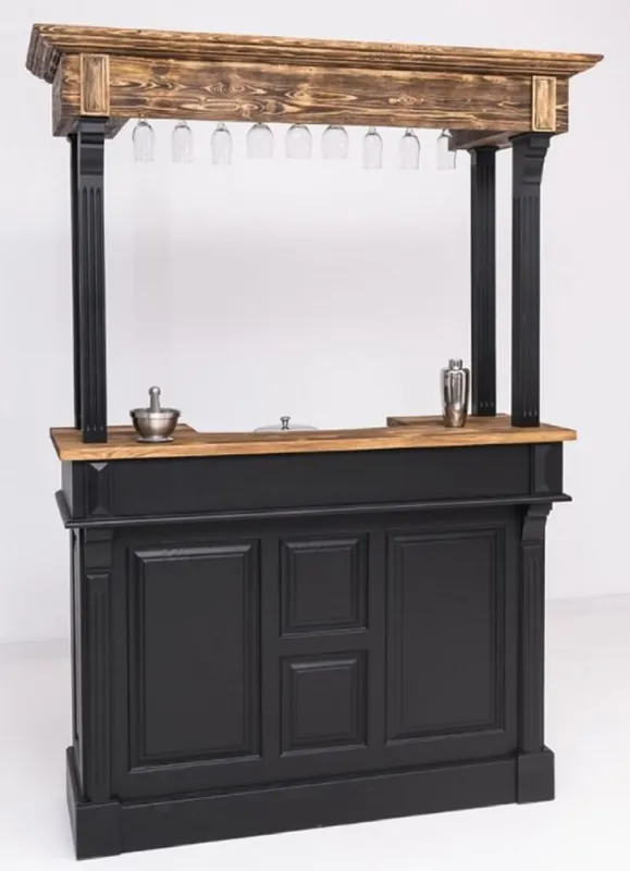 Geprüft Casa Padrino country style bar counter black / brown 150 x 56 x H. 210 cm - Solid wood bar table - Solid wood bar furniture in country style