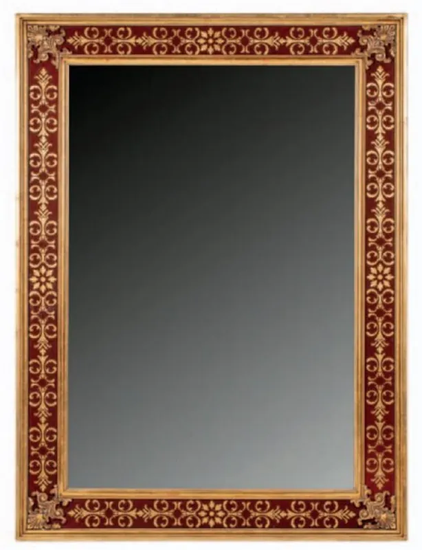 Direkt Vom Hersteller Casa Padrino luxury baroque mirror bordeaux red / gold - Rectangular solid wood wall mirror in baroque style - Baroque Furniture - First Class Quality - Made in Italy