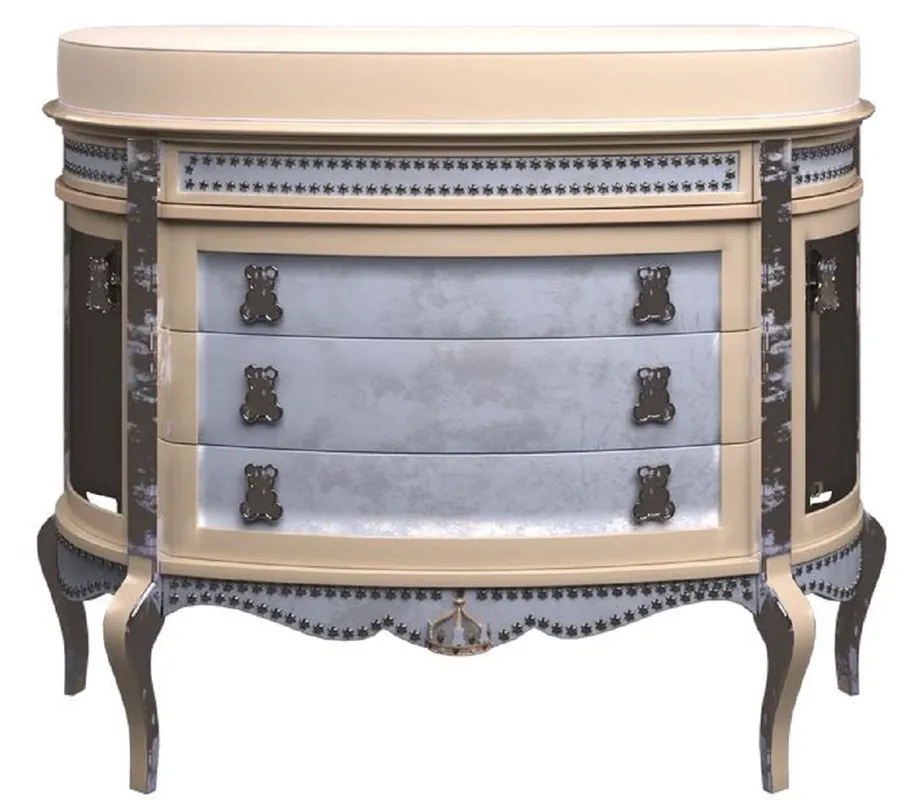 Must-Have Casa Padrino luxury baroque changing table beige / blue - Magnificent children's room chest of drawers - Baroque children's room furniture - Luxury Quality - Made in Italy
