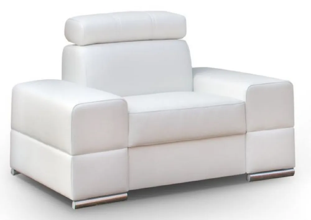 Günstig Casa Padrino living room armchair white / silver 114 x 97 x H. 78-95 cm - Modern armchair with adjustable headrest - Modern living room furniture