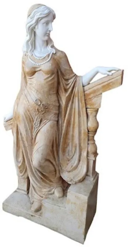 Casa Padrino Luxury Art Nouveau Marble Deco Sculpture Lady Beige / White / Gray - Elegant Garden Decoration Figure - Terrace Decoration Figure - Baroque & Art Nouveau Garden Decoration Accessories Beliebt