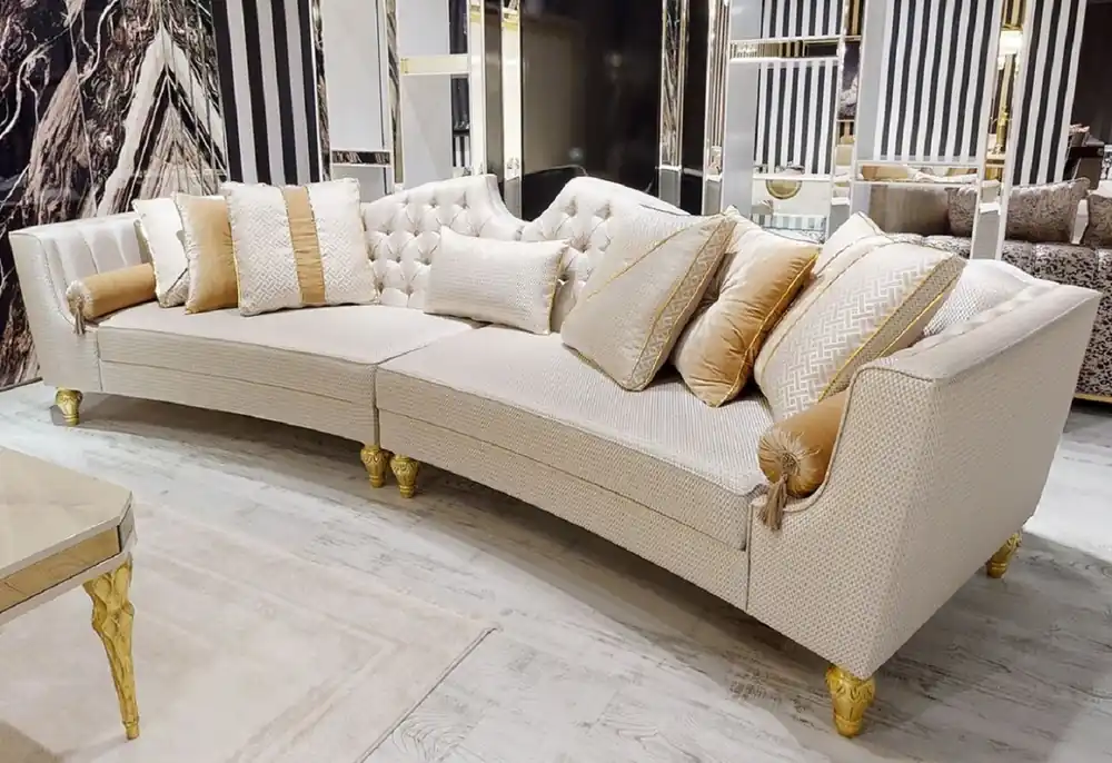 Online Kaufen Casa Padrino Luxury Baroque Sofa White / Gold - Curved Living Room Sofa - Hotel Sofa - Luxury Baroque Living Room & Hotel Furniture