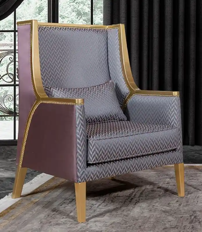 Casa Padrino luxury baroque living room armchair pink / silver / purple / gold - Handmade baroque style armchair with elegant pattern - Baroque living room furniture Neu