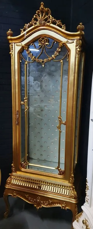 Casa Padrino baroque display cabinet gold - Baroque showcase with glass door and drawer - Baroque living room furniture - Noble & Magnificent Neu Im Sortiment