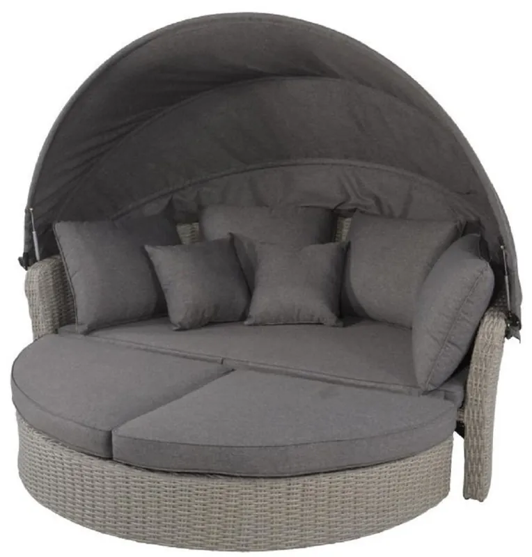 Preis Gesenkt Casa Padrino luxury lounger island dark gray / gray 200 x 182 x H. 161 cm - Weatherproof lounge sofa with sun roof - Modern garden terrace hotel furniture