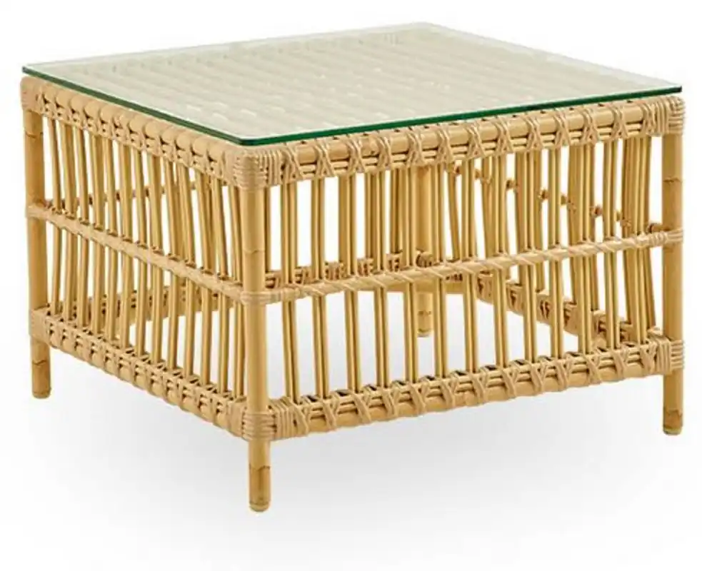 Casa Padrino luxury garden table natural 60 x 60 x H. 43 cm - Weatherproof garden & patio side table with glass top - Modern garden & patio furniture - Luxury Collection Top-Preis