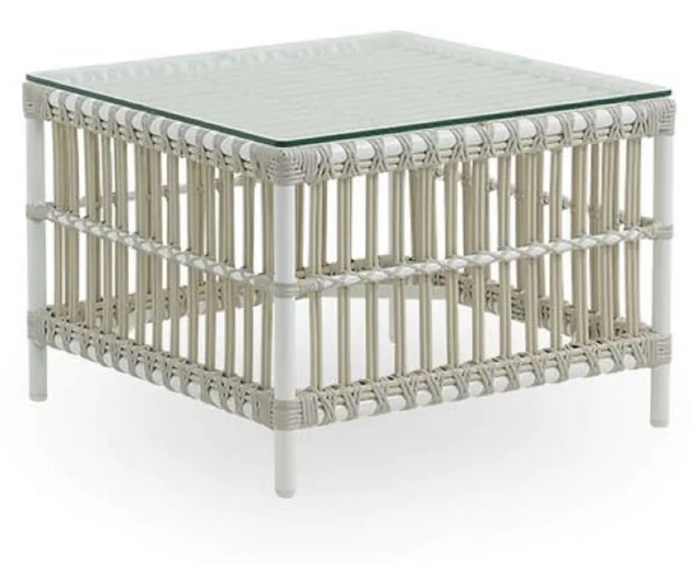 Casa Padrino luxury garden table white / gray 60 x 60 x H. 43 cm - Weatherproof garden & patio side table with glass top - Modern garden & patio furniture - Luxury Collection Letzte Chance