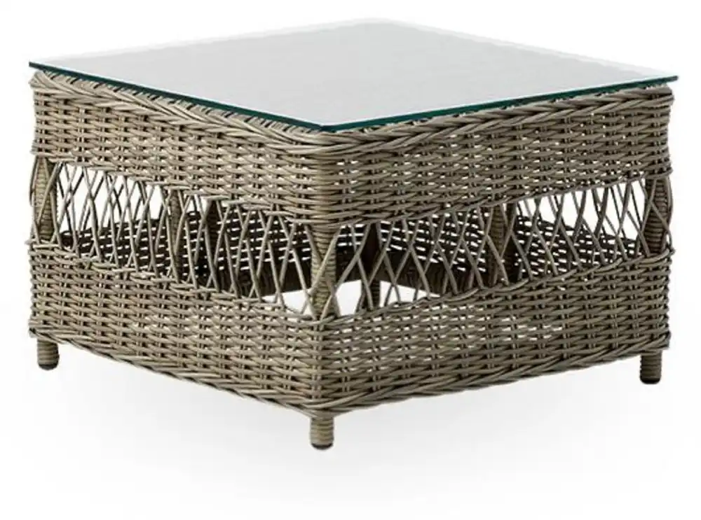 Preisreduziert Casa Padrino luxury garden table antique gray 60 x 60 x H. 42 cm - Weatherproof garden & patio side table with glass top - Modern garden & patio furniture - Luxury Collection