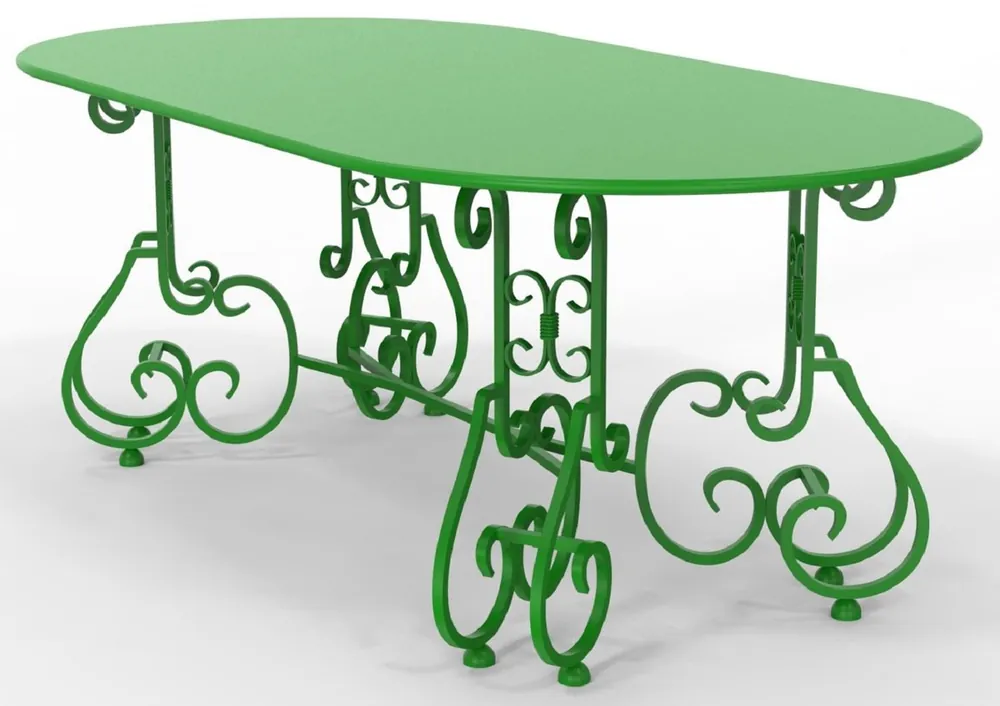 Knallerangebot Casa Padrino Art Nouveau garden table 200 x 100 x H. 73.5 cm - Various Colors - Oval wrought iron garden & patio table - Art Nouveau wrought iron garden & patio furniture
