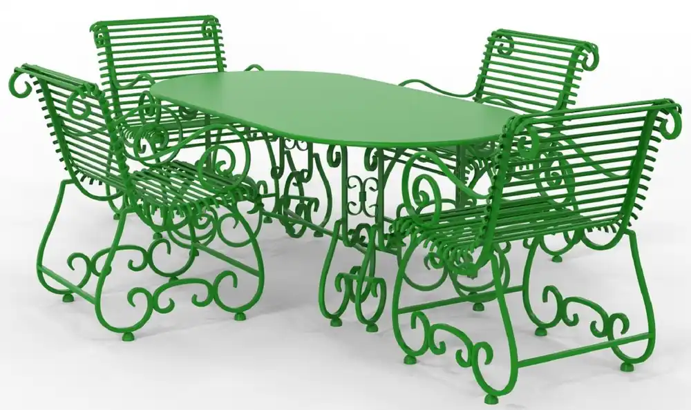 Beliebt Casa Padrino Art Nouveau Wrought Iron Garden Furniture Set - Various Colors - 1 Oval Garden Table & 4 Garden Chairs with Armrests - Art Nouveau Wrought Iron Garden & Patio Furniture