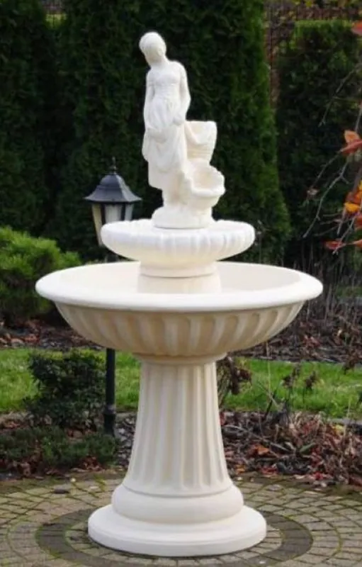 Schneller Versand Casa Padrino Art Nouveau fountain lady white Ø 92 x H. 162 cm - Magnificent garden fountain - Garden decoration fountain - Baroque & Art Nouveau Garden Decoration Accessories