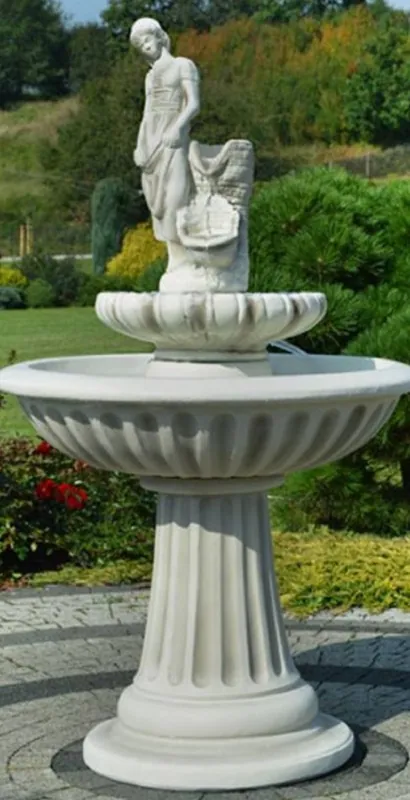 Preisknaller Casa Padrino Art Nouveau fountain lady gray Ø 92 x H. 162 cm - Magnificent garden fountain - Garden decoration fountain - Baroque & Art Nouveau Garden Decoration Accessories