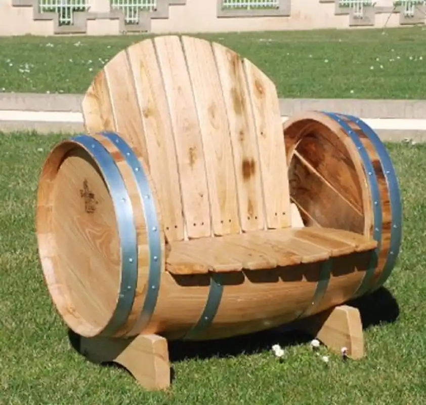 Casa Padrino luxury barrel armchair natural / silver 92 x 65 x H. 98 cm - Solid wood wine barrel armchair - Garden Terraces Gastronomy Furniture Neue Ware