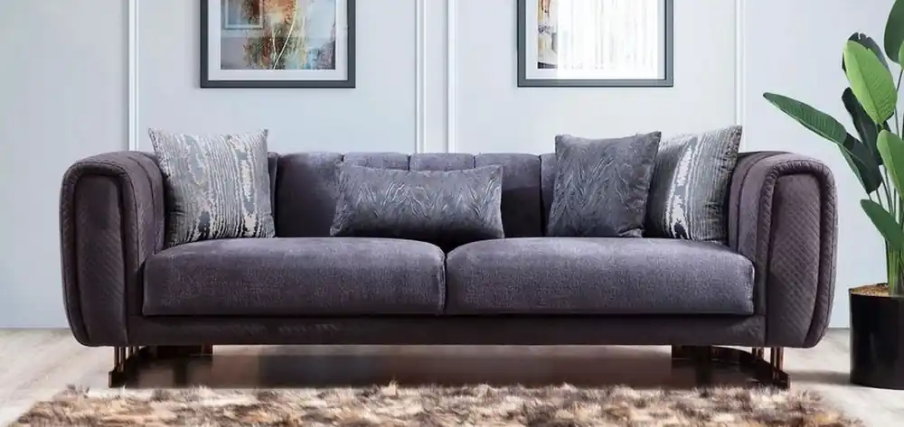 Casa Padrino luxury sofa purple / copper 240 x 100 x H. 60 cm - Modern living room sofa - Luxury living room furniture Preisreduziert