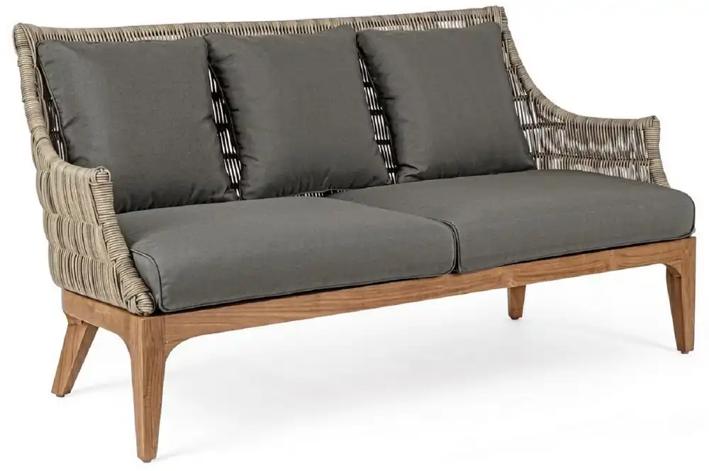 Top-Angebot Casa Padrino luxury garden sofa with cushions gray / natural / brown 153 x 73 x H. 80.5 cm - Weather Resistant Garden & Patio Sofa - Garden & Patio Furniture - Luxury Quality