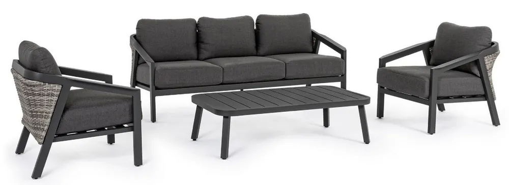Begrenztes Angebot Casa Padrino luxury garden furniture set anthracite - 1 Garden Sofa & 2 Garden Armchairs & 1 Garden Table - Modern luxury garden & terrace furniture - Luxury Collection