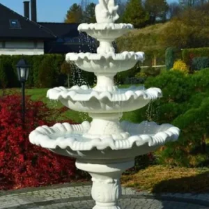Abverkauf Casa Padrino Art Nouveau fountain boy with fish white Ø 135 x H. 230 cm - Magnificent garden fountain - Garden decoration fountain - Baroque & Art Nouveau Garden Decoration Accessories