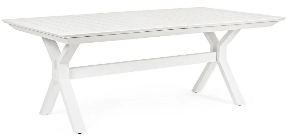 Casa Padrino luxury garden table white 200-300 x 110 x H. 76 cm - Extendable dining table made of powder coated aluminum - Luxury garden & patio table - Luxury garden & patio furniture Preisreduziert