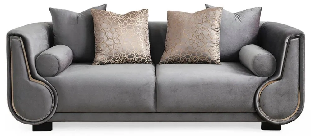 Casa Padrino Luxury 3 Seater Sofa Gray / Silver / Black - Elegant Living Room Sofa - Luxury Living Room Furniture - Luxury Collection Direkt Vom Hersteller
