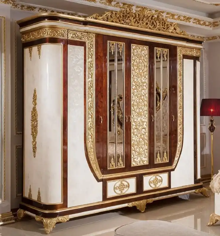 Bestseller Casa Padrino luxury baroque bedroom cabinet white / brown / gold - Magnificent solid wood wardrobe in the baroque style - Baroque bedroom & hotel furniture - Noble & Magnificent