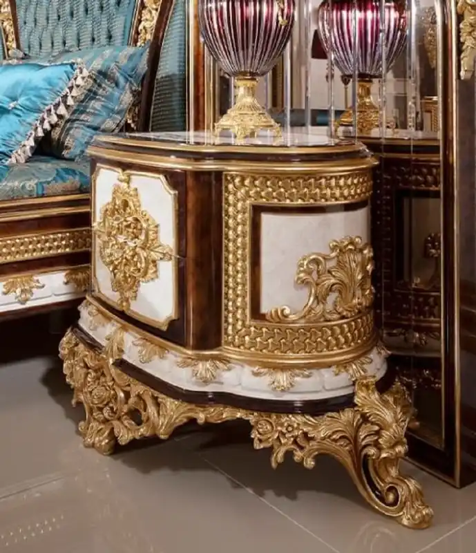 Casa Padrino luxury baroque bedside table set white / brown / gold - Magnificent solid wood bedside tables - Baroque bedroom furniture - Noble & Magnificent Beliebt