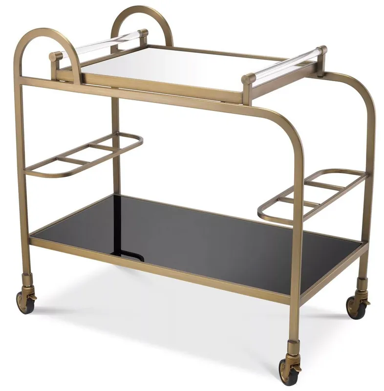 Casa Padrino luxury serving trolley with removable tray brass / black 83 x 45 x H. 75.5 cm - Hotel Restaurant Catering Trolley - Luxury Accessories Begrenztes Angebot