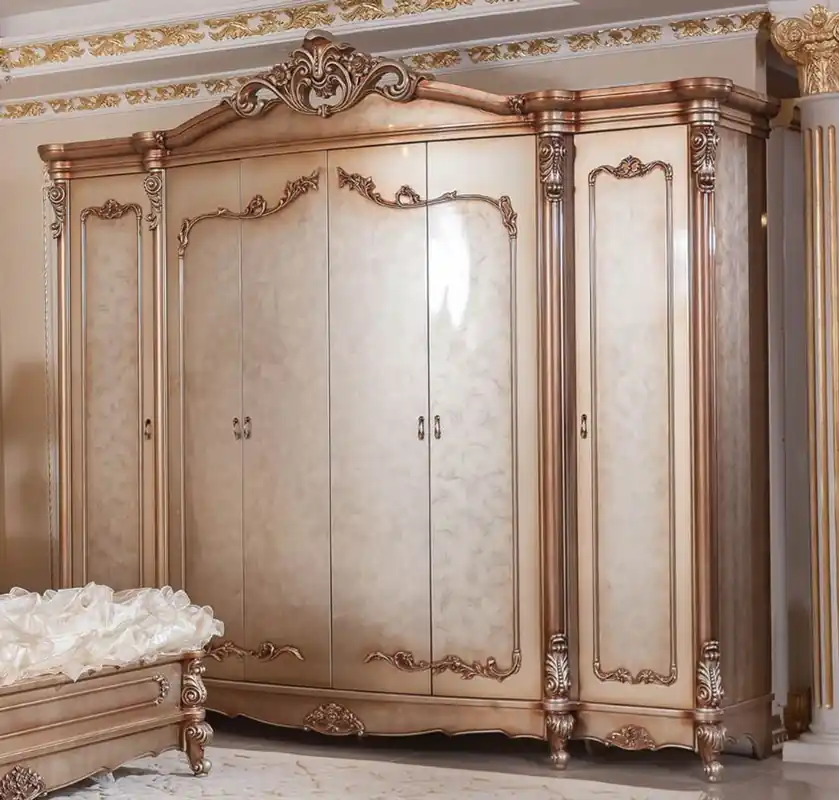 Casa Padrino luxury baroque bedroom cabinet copper / silver - Magnificent solid wood wardrobe with 6 doors - Baroque bedroom & hotel furniture - Noble & Magnificent Schneller Versand