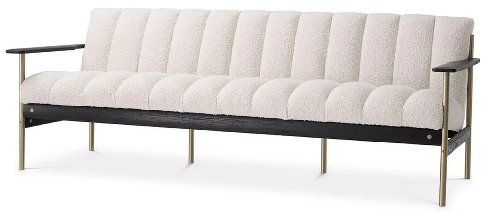 Sofort Bestellen Casa Padrino Luxury Living Room Sofa Cream / Brass / Black 200 x 78 x H. 73 cm - Modern Living Room Sofa - Luxury Living Room & Hotel Furniture - Luxury Quality