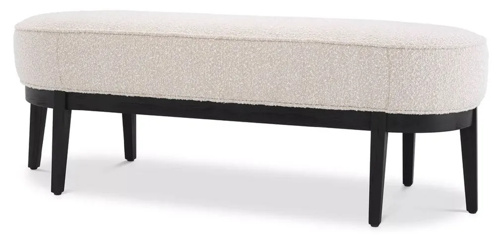 Casa Padrino luxury bench cream / black 132 x 45 x H. 47 cm - Upholstered living room bench - Living Room Furniture - Hotel Furniture - Luxury Collection Angebot