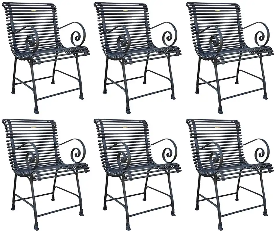 Nur Für Kurze Zeit Casa Padrino Art Nouveau garden chair set black 44 x 50 cm - Handmade wrought iron chairs with armrests - Nostalgic garden & patio furniture