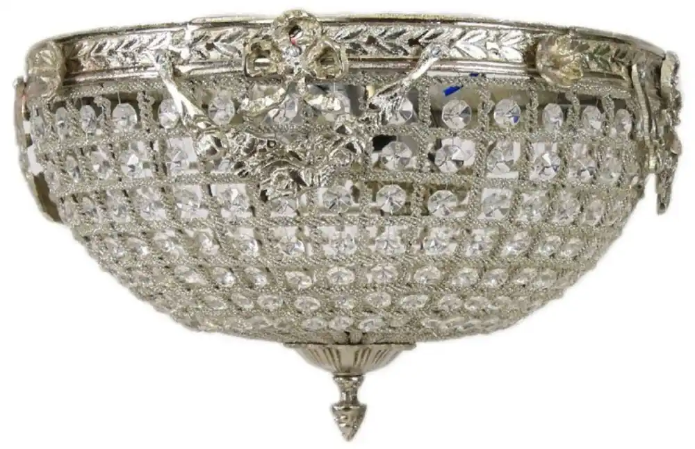 Casa Padrino baroque crystal ceiling lamp silver Ø 40 cm - Round ceiling lamp in baroque style - Baroque Lights - Noble and Magnificent Kracherpreis