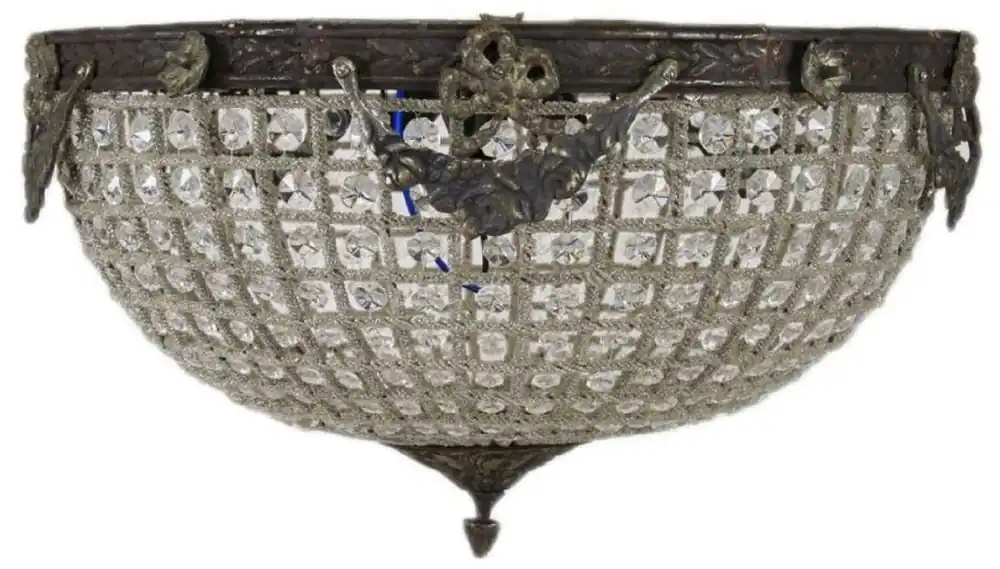 Casa Padrino baroque crystal ceiling lamp oxidized Ø 50 cm - Round ceiling lamp in baroque style - Baroque Lights - Noble and Magnificent Knallerangebot