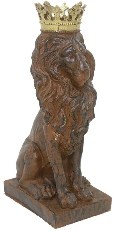 Casa Padrino baroque decorative sculpture lion with crown brown / gold 25 x H. 75 cm - Magnificent synthetic resin decorative figure - Baroque living room decoration accessories Beliebt