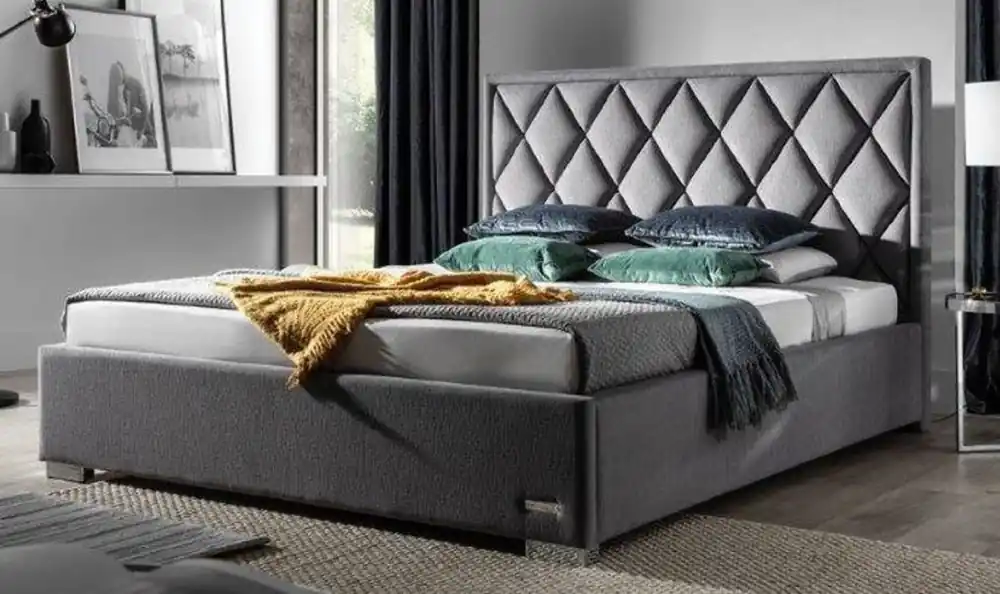 Bestpreis Casa Padrino Luxury Double Bed Gray / Silver - Various Sizes - Modern Solid Wood Bed with Headboard - Bedroom Furniture - Luxury Collection