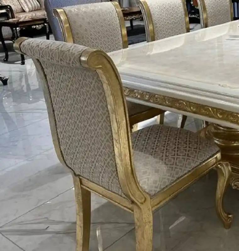 Direktkauf Casa Padrino luxury baroque dining chair set gold pattern / antique gold - Handmade kitchen chairs set of 6 - Magnificent baroque dining room furniture