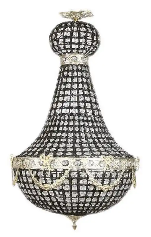 Finale Aktion Casa Padrino luxury baroque crystal chandelier black / silver Ø 45 x H. 90 cm - Magnificent baroque style chandelier - Baroque crystal lights - Noble & Magnificent