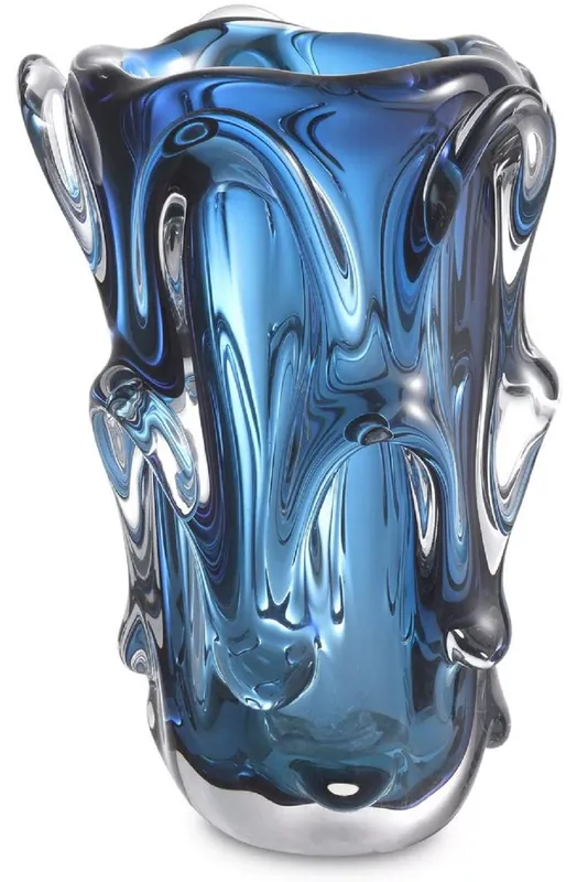Casa Padrino luxury glass vase blue Ø 20 x H. 31 cm - Modern decorative flower vase - Decorative Accessories - Luxury Collection Beliebt