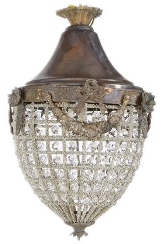 Geprüft Casa Padrino baroque crystal hanging lamp oxidized Ø 25 x H. 35 cm - Round hanging light in baroque style - Baroque Lights - Noble & Magnificent