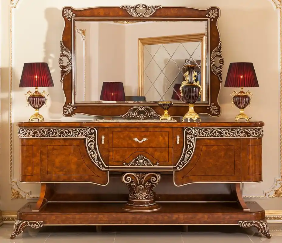Casa Padrino luxury baroque furniture set brown / bronze - 1 Baroque Sideboard & 1 Baroque Wall Mirror - Handmade baroque furniture - Noble & Magnificent Neu Im Sortiment