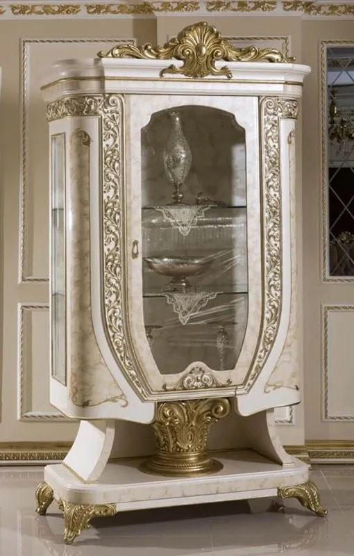 Nur Für Kurze Zeit Casa Padrino luxury baroque display cabinet white / beige / gold - Magnificent solid wood showcase with glass door - Handmade baroque furniture - Noble & Magnificent