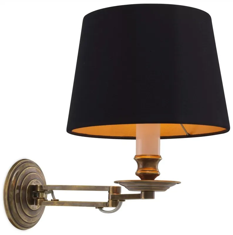 Mega-Angebot Casa Padrino luxury wall lamp with swivel arm vintage brass / black 22 x 21.5 x H. 27.5 cm - Hotel & Restaurant Light