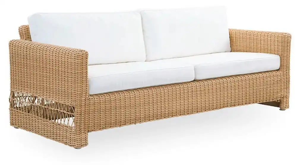 Sale Casa Padrino luxury garden sofa with cushions natural / white 200 x 86 x H. 71 cm - Weather Resistant Garden & Patio Sofa - Garden & Patio Furniture - Luxury Quality